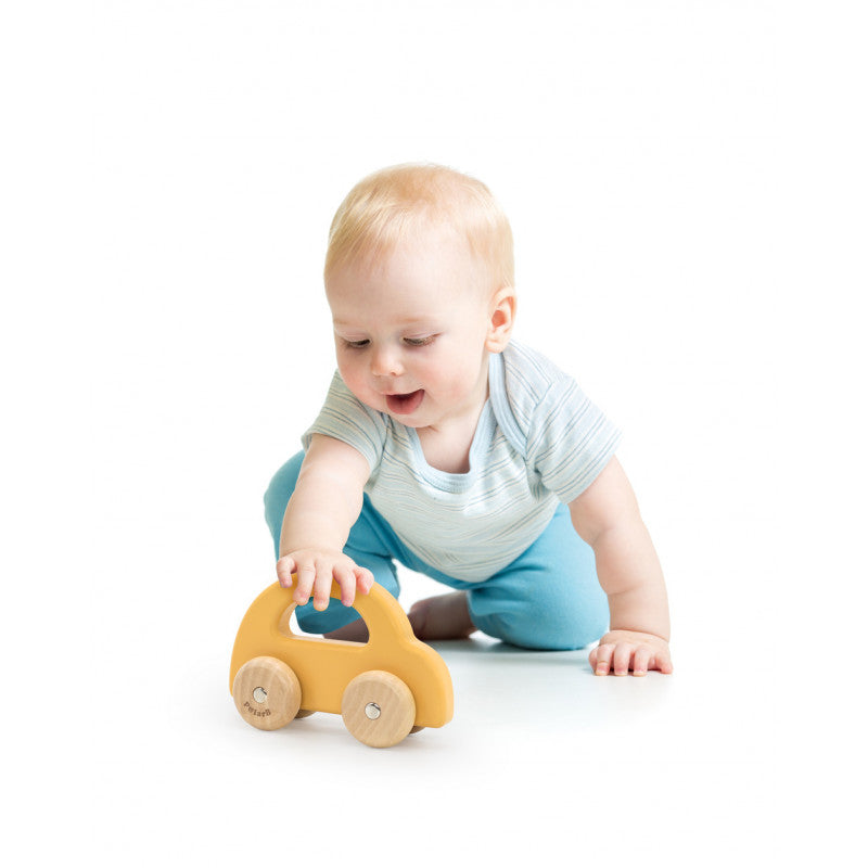 Masinuta din lemn galbena cu design vintage, PolarB Viga